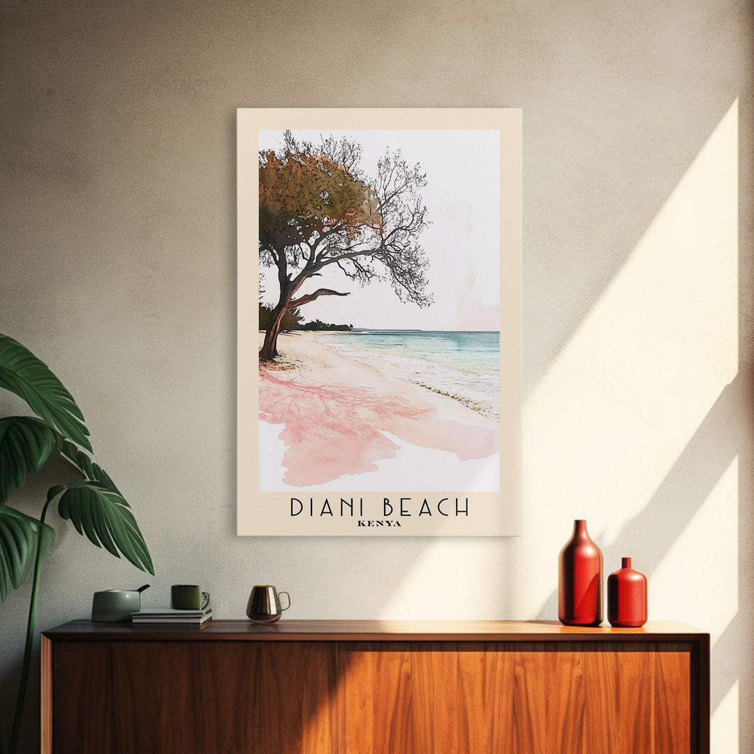 Diani Beach, Kenya Watercolor Print, Vacation Gift, Kenya Wall Art, Vacation Wall Art, Vacatation Memories, Beach Decor, Beach Or Lakehouse Art