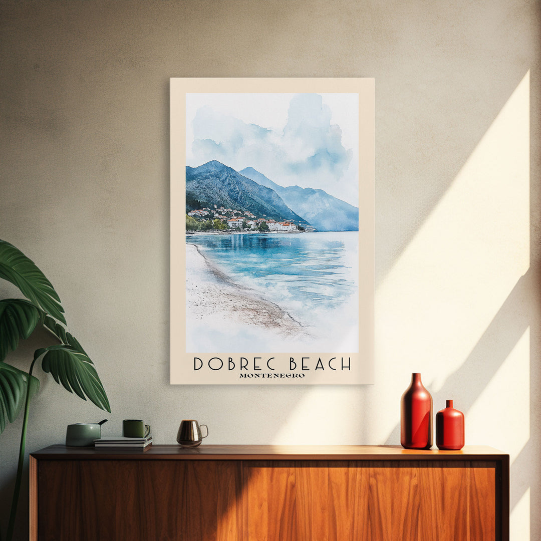 Dobrec Beach, Montenegro Watercolor Beach Print, Vacation Gift, Montenegro Wall Art, Beach Painting, Beach Decor, Beach Painting