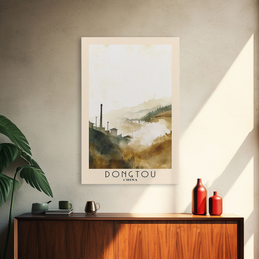 Dongtou, China Watercolor Print, Vacation Gift, China Wall Art, Beach Painting, Beach Decor, Large Wall Art, Wood Frame Art