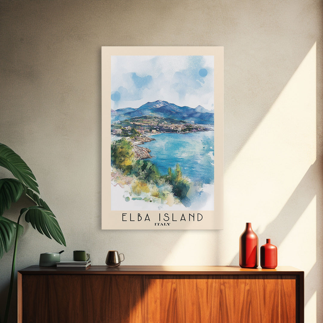 Elba Island, Italy Watercolor Print, Vacation Gift, Italy Wall Art, Beach Painting, Beach Decor, Beach Or Lakehouse Art