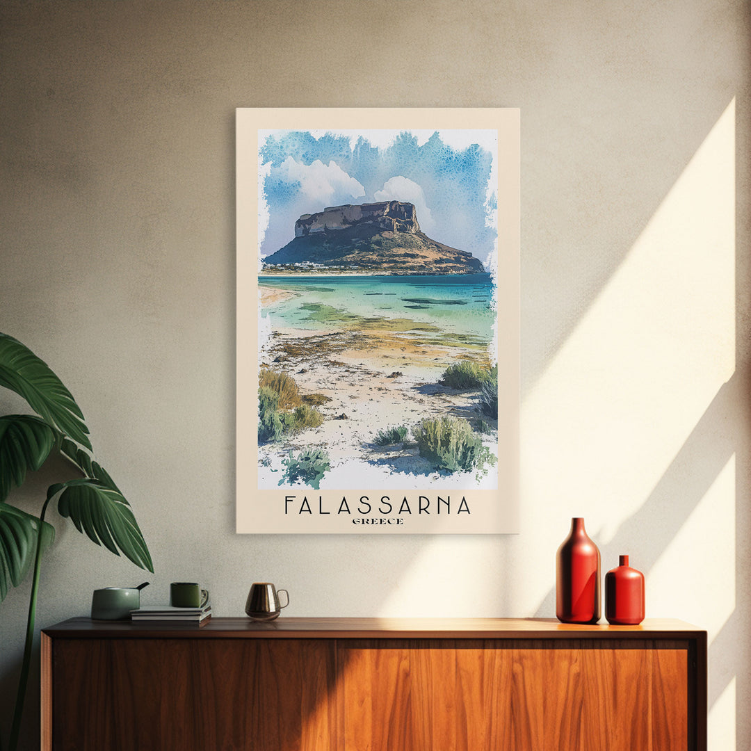 Falassarna, Greece Watercolor Beach Print, Vacation Gift, Greece Wall Art, Beach Painting, Beach Decor, Beach Painting