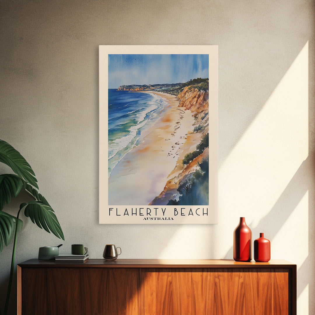 Flaherty Beach, Australia Watercolor Print, Vacation Gift, Australia Wall Art, Beach Painting, Beach Decor, Large Wall Art, Wood Frame Art