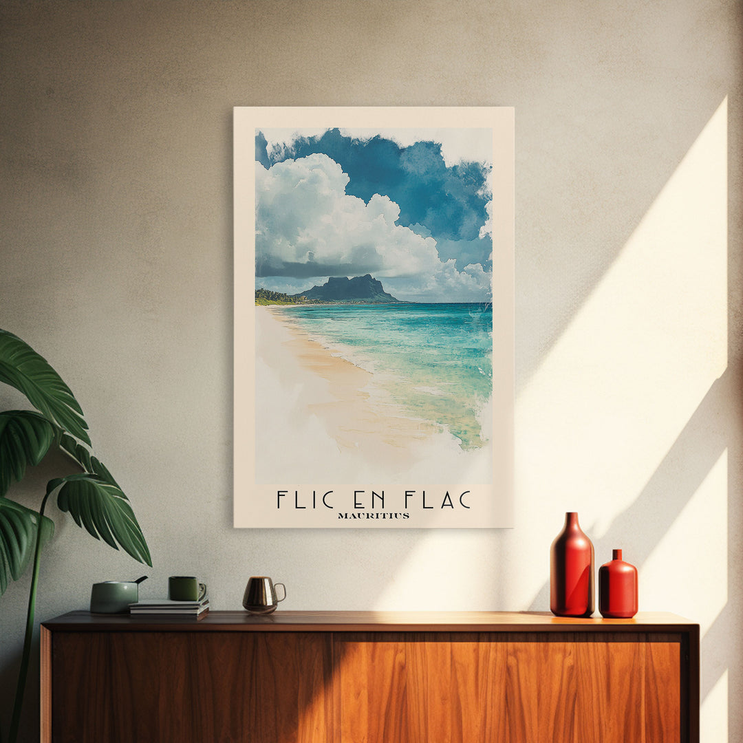 Flic en Flac, Mauritius Watercolor Print, Vacation Gift, Mauritius Wall Art, Beach Painting, Beach Decor, Beach Or Lakehouse Art