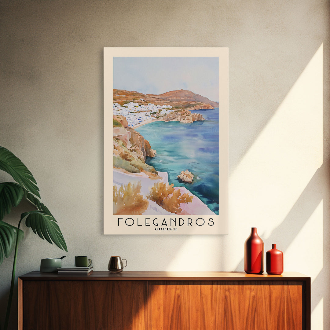 Folegandros, Greece Watercolor Print, Vacation Gift, Greece Wall Art, Beach Painting, Beach Decor, Beach Or Lakehouse Art