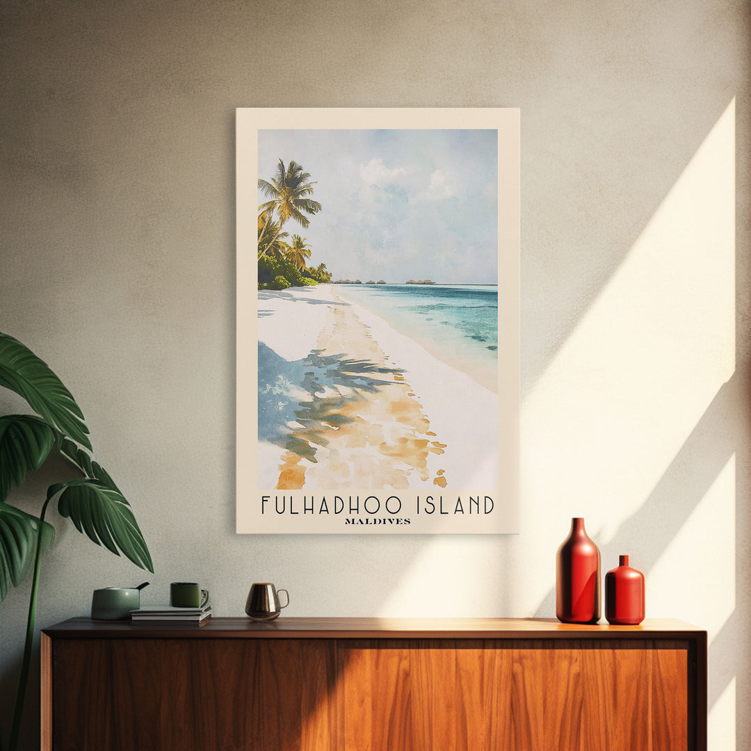 Fulhadhoo Island, Maldives Watercolor Beach Print, Vacation Gift, Maldives Wall Art, Beach Painting, Beach Decor, Beach Painting