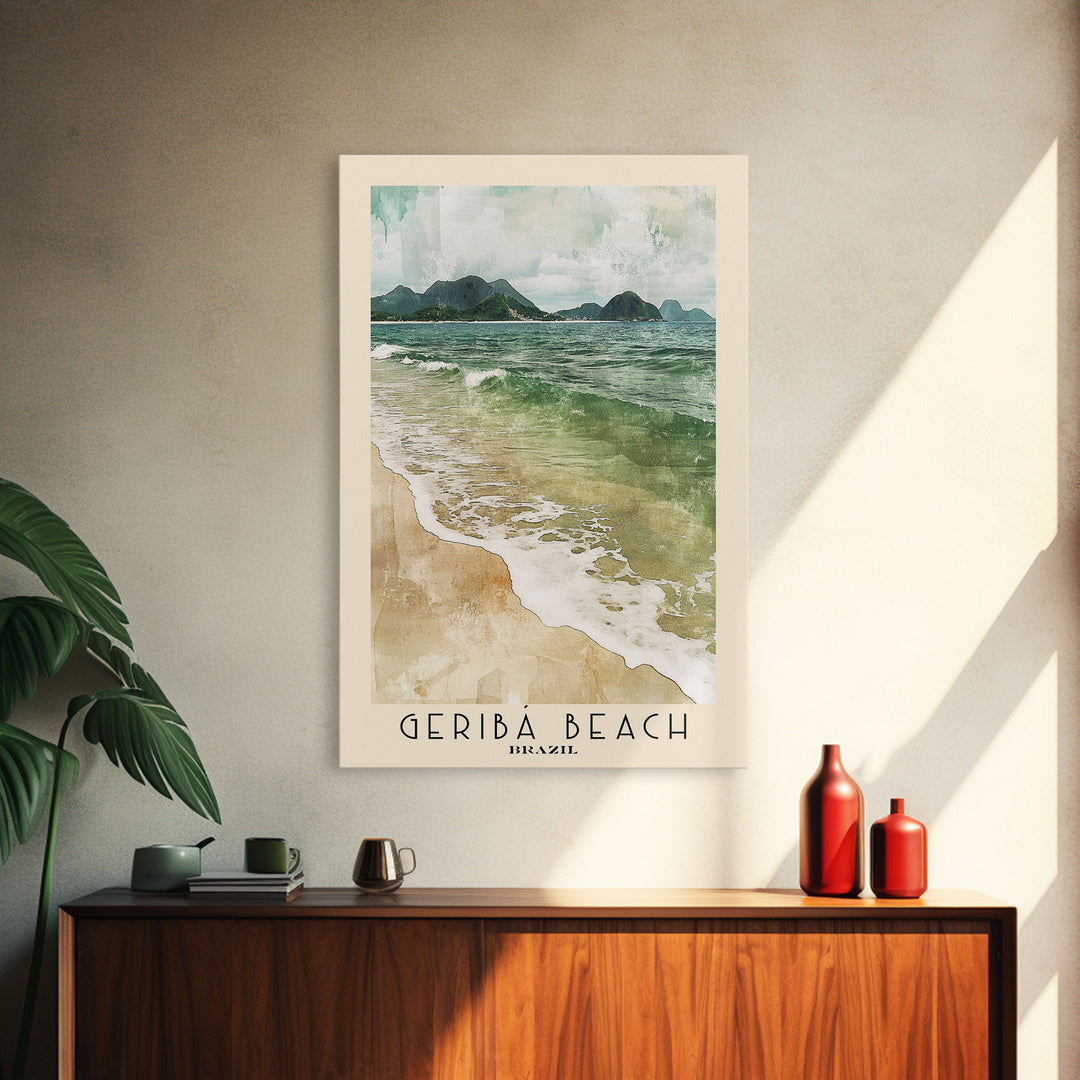 Geribá Beach, Brazil Watercolor Print, Vacation Gift, Brazil Wall Art, Vacation Wall Art, Vacatation Memories, Beach Decor, Beach Or Lakehouse Art