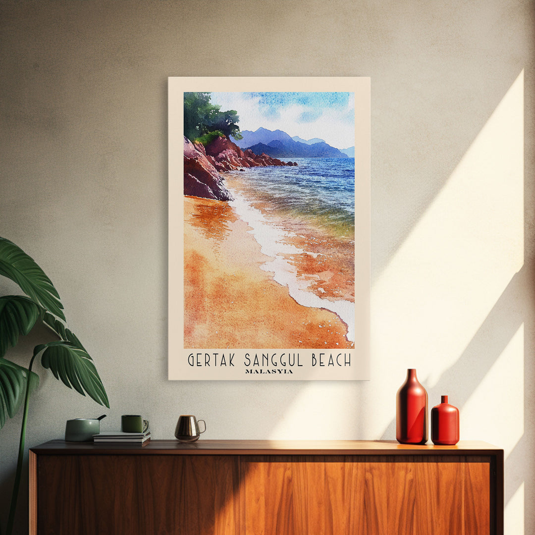 Gertak Sanggul Beach, Malasyia Watercolor Print, Vacation Gift, Malasyia Wall Art, Beach Painting, Beach Decor, Beach Or Lakehouse Art