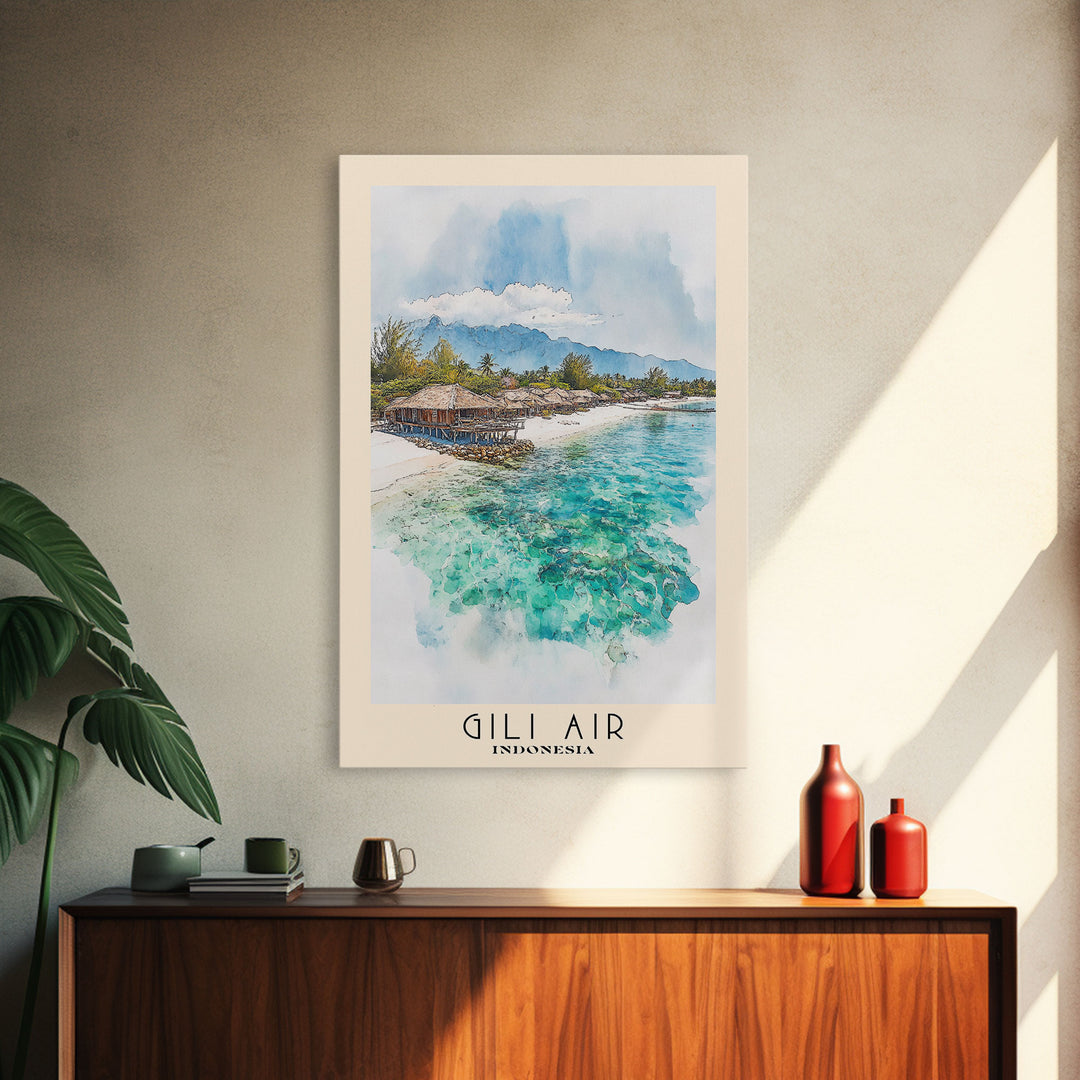 Gili Air, Indonesia Watercolor Print, Vacation Gift, Indonesia Wall Art, Vacation Wall Art, Vacatation Memories, Beach Decor, Beach Or Lakehouse Art