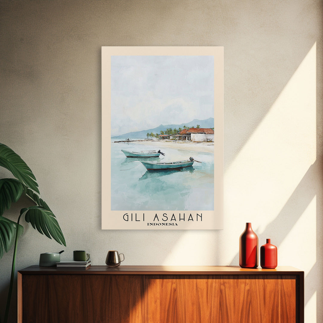 Gili Asahan, Indonesia Watercolor Print, Vacation Gift, Indonesia Wall Art, Beach Painting, Beach Decor, Beach Or Lakehouse Art