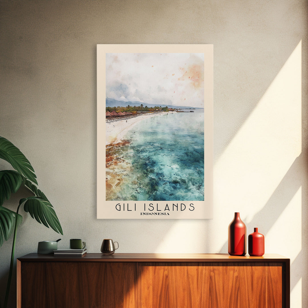 Gili Islands, Indonesia Watercolor Beach Print, Vacation Gift, Indonesia Wall Art, Beach Painting, Beach Decor, Beach Painting