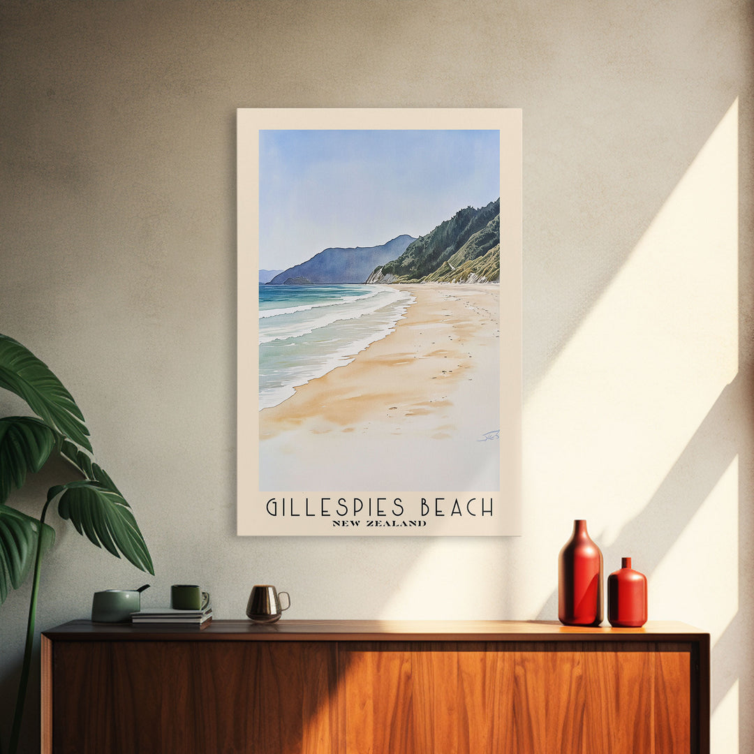 Gillespies Beach, New Zealand Watercolor Print, Vacation Gift, New Zealand Wall Art, Vacation Wall Art, Vacatation Memories, Beach Decor, Beach Or Lakehouse Art