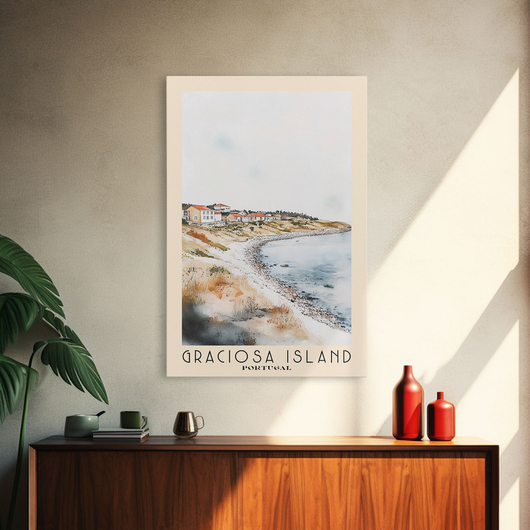 Graciosa Island, Portugal Watercolor Print, Vacation Gift, Portugal Wall Art, Beach Painting, Beach Decor, Beach Or Lakehouse Art