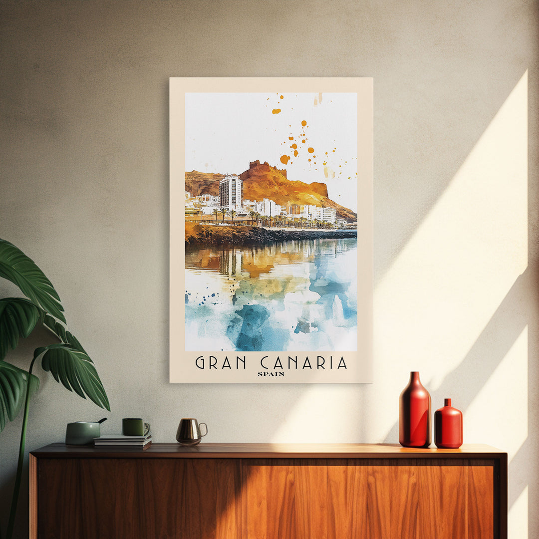 Gran Canaria, Spain Watercolor Beach Print, Vacation Gift, Spain Wall Art, Beach Painting, Beach Decor, Beach Painting