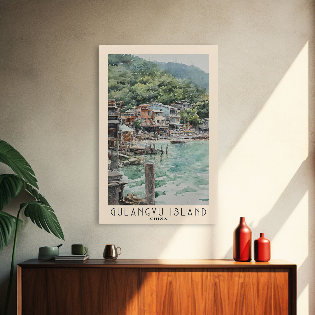 Gulangyu Island, China Watercolor Beach Print, Vacation Gift, China Wall Art, Beach Painting, Beach Decor, Beach Painting