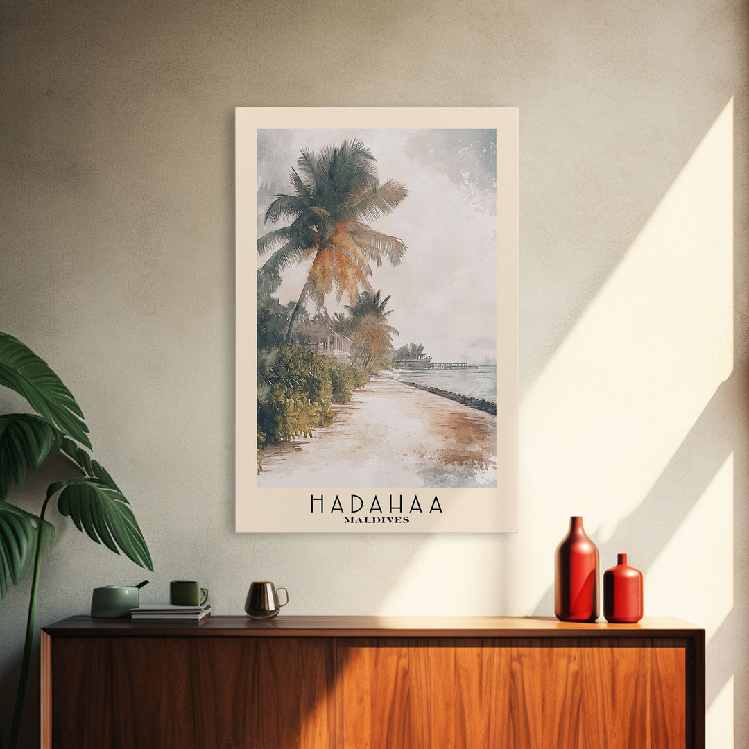 Hadahaa, Maldives Watercolor Print, Vacation Gift, Maldives Wall Art, Vacation Wall Art, Vacatation Memories, Beach Decor, Beach Or Lakehouse Art