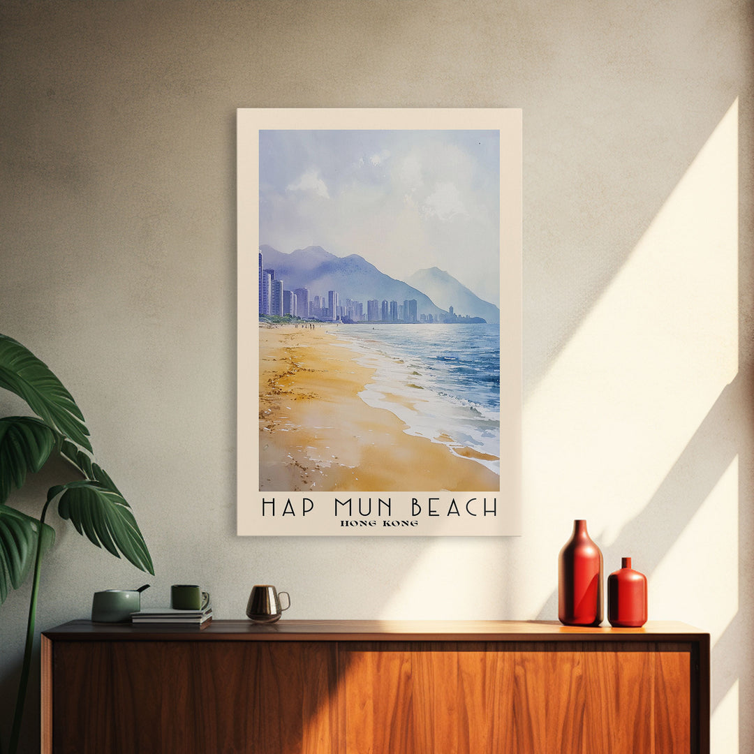 Hap Mun Beach, Hong Kong Watercolor Print, Vacation Gift, Hong Kong Wall Art, Beach Painting, Beach Decor, Beach Or Lakehouse Art