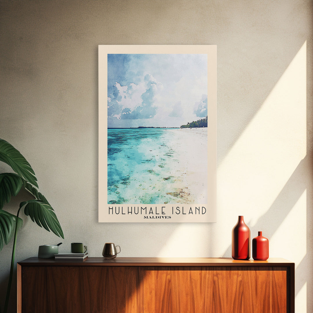 Hulhumale Island, Maldives Watercolor Print, Vacation Gift, Maldives Wall Art, Vacation Wall Art, Vacatation Memories, Beach Decor, Beach Or Lakehouse Art