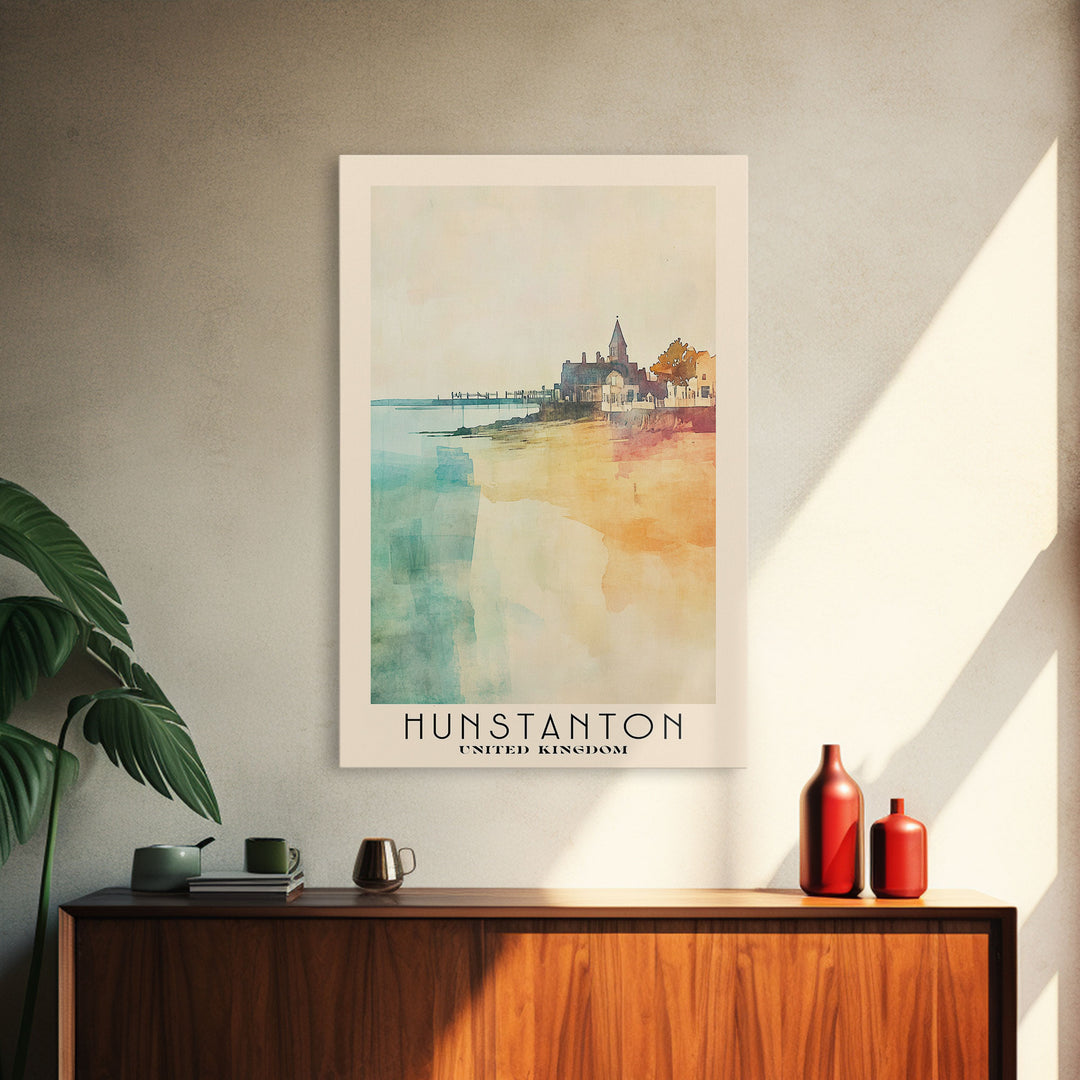 Hunstanton, United Kingdom Watercolor Print, Vacation Gift, United Kingdom Wall Art, Beach Painting, Beach Decor, Beach Or Lakehouse Art