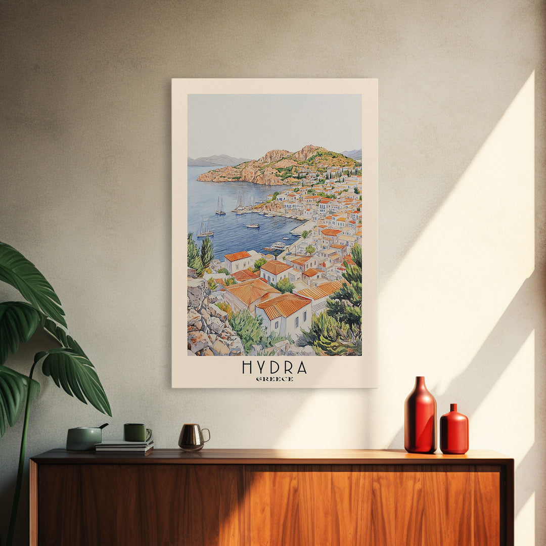 Hydra, Greece Watercolor Print, Vacation Gift, Greece Wall Art, Vacation Wall Art, Vacatation Memories, Beach Decor, Beach Or Lakehouse Art