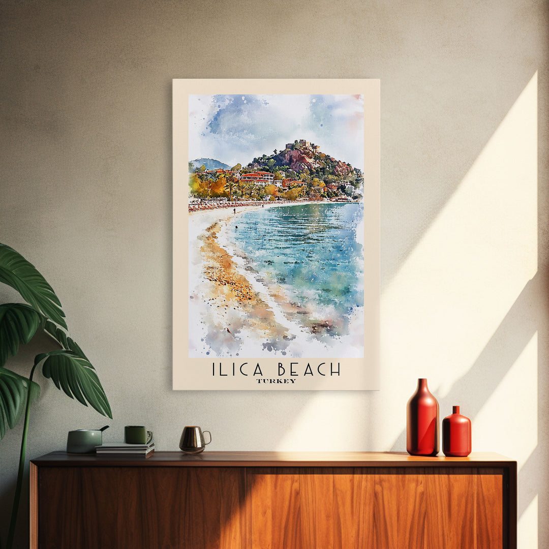 Ilıca Beach, Turkey Watercolor Beach Print, Vacation Gift, Turkey Wall Art, Beach Painting, Beach Decor, Beach Painting