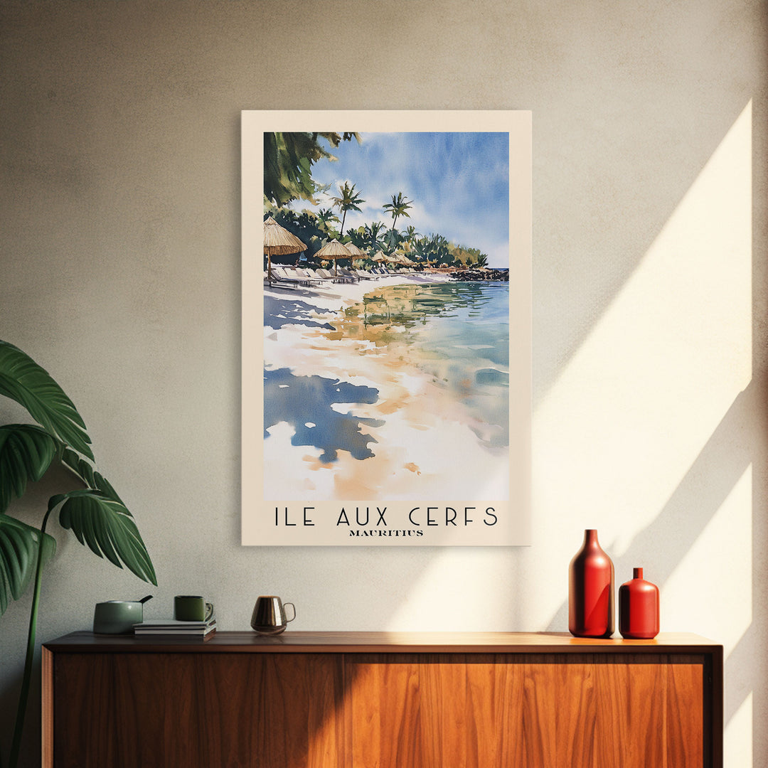 Ile aux Cerfs, Mauritius Watercolor Print, Vacation Gift, Mauritius Wall Art, Vacation Wall Art, Vacatation Memories, Beach Decor, Beach Or Lakehouse Art