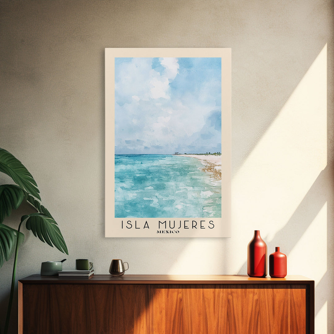 Isla Mujeres, Mexico Watercolor Beach Print, Vacation Gift, Mexico Wall Art, Beach Painting, Beach Decor, Beach Painting