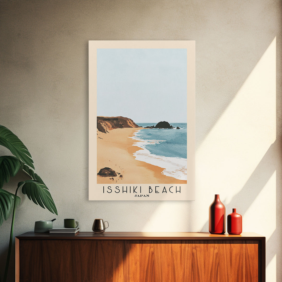 Isshiki Beach, Japan Watercolor Print, Vacation Gift, Japan Wall Art, Vacation Wall Art, Vacatation Memories, Beach Decor, Beach Or Lakehouse Art