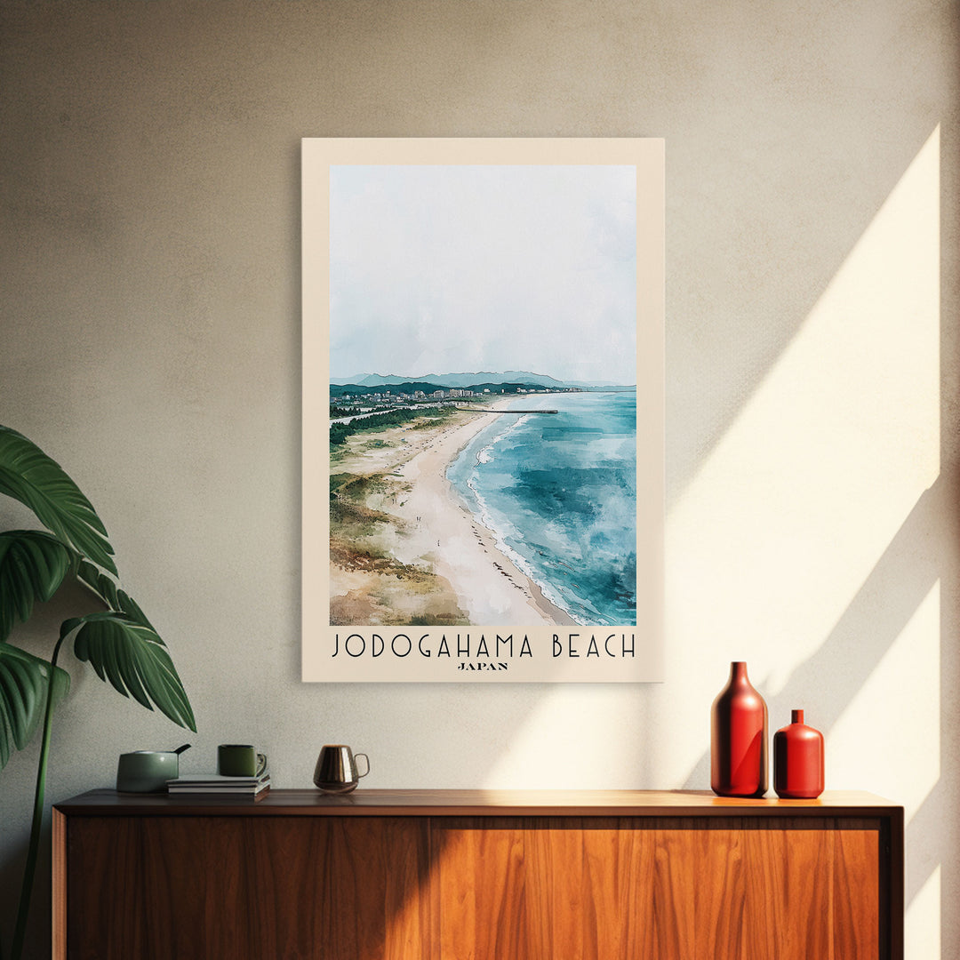 Jodogahama Beach, Japan Watercolor Print, Vacation Gift, Japan Wall Art, Beach Painting, Beach Decor, Beach Or Lakehouse Art