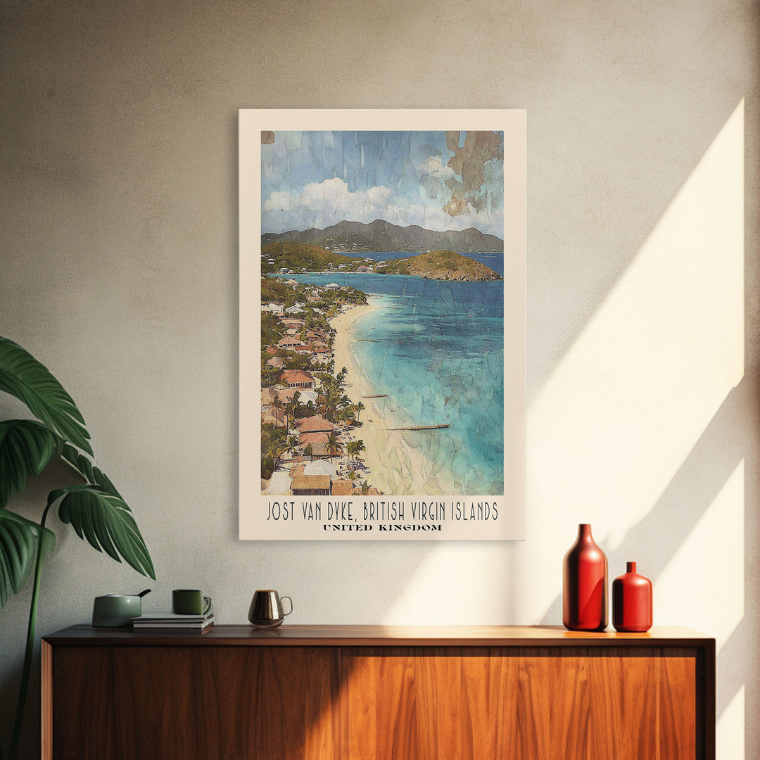 Jost Van Dyke, British Virgin Islands , United Kingdom Watercolor Beach Print, Vacation Gift, United Kingdom Wall Art, Beach Painting, Beach Decor, Beach Painting