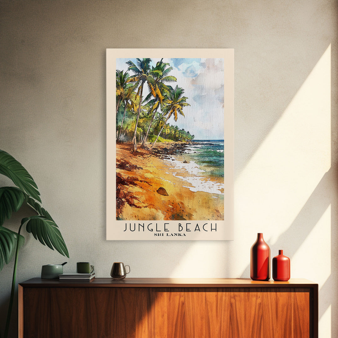 Jungle Beach, Sri Lanka Watercolor Print, Vacation Gift, Sri Lanka Wall Art, Vacation Wall Art, Vacatation Memories, Beach Decor, Beach Or Lakehouse Art