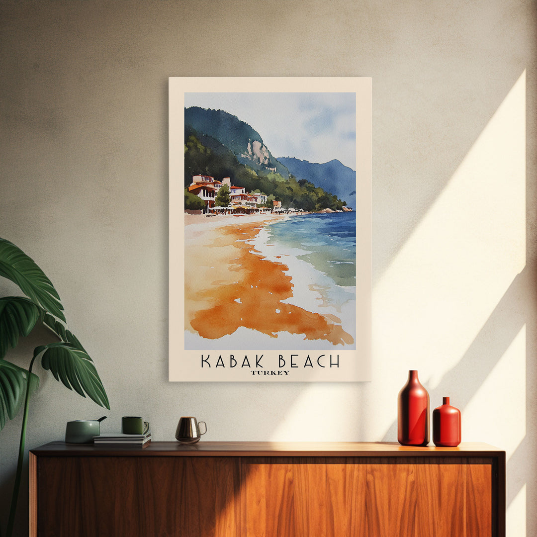 Kabak Beach, Turkey Watercolor Beach Print, Vacation Gift, Turkey Wall Art, Beach Painting, Beach Decor, Beach Painting