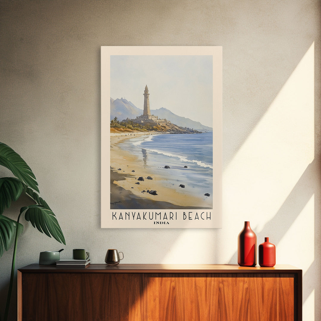 Kanyakumari Beach, India Watercolor Print, Vacation Gift, India Wall Art, Vacation Wall Art, Vacatation Memories, Beach Decor, Beach Or Lakehouse Art