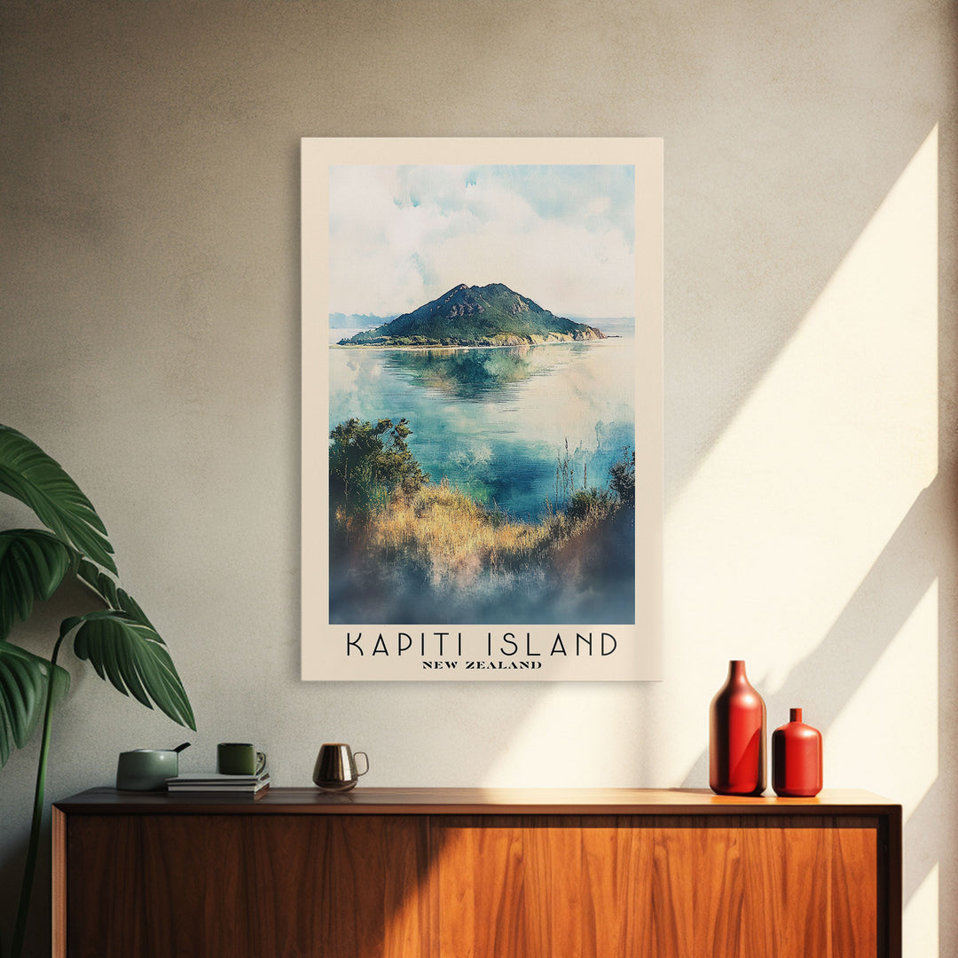 Kapiti Island, New Zealand Watercolor Print, Vacation Gift, New Zealand Wall Art, Beach Painting, Beach Decor, Beach Or Lakehouse Art