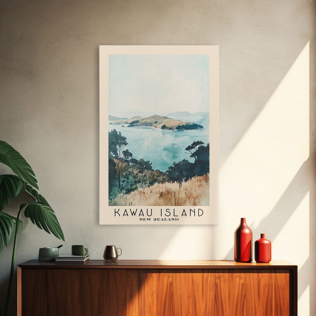 Kawau Island, New Zealand Watercolor Beach Print, Vacation Gift, New Zealand Wall Art, Beach Painting, Beach Decor, Beach Painting