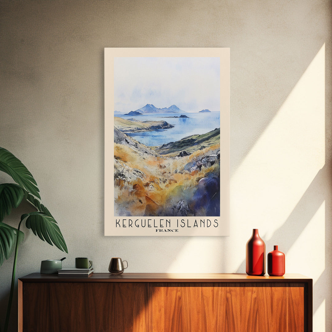 Kerguelen Islands, France Watercolor Print, Vacation Gift, France Wall Art, Beach Painting, Beach Decor, Beach Or Lakehouse Art