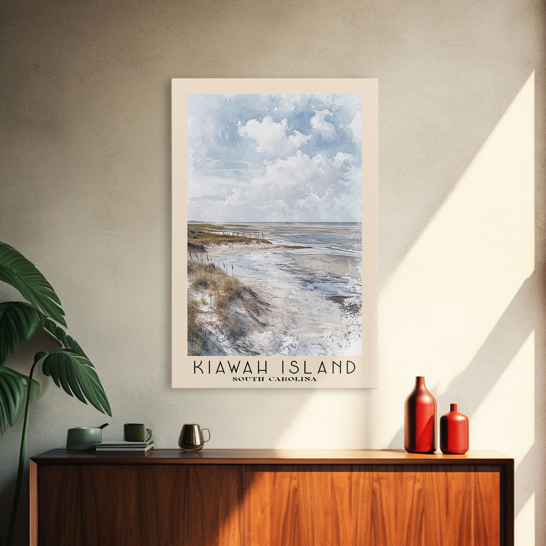 Kiawah Island, South Carolina Watercolor Print, Vacation Gift, South Carolina Wall Art, Beach Painting, Beach Decor, Large Wall Art, Wood Frame Art