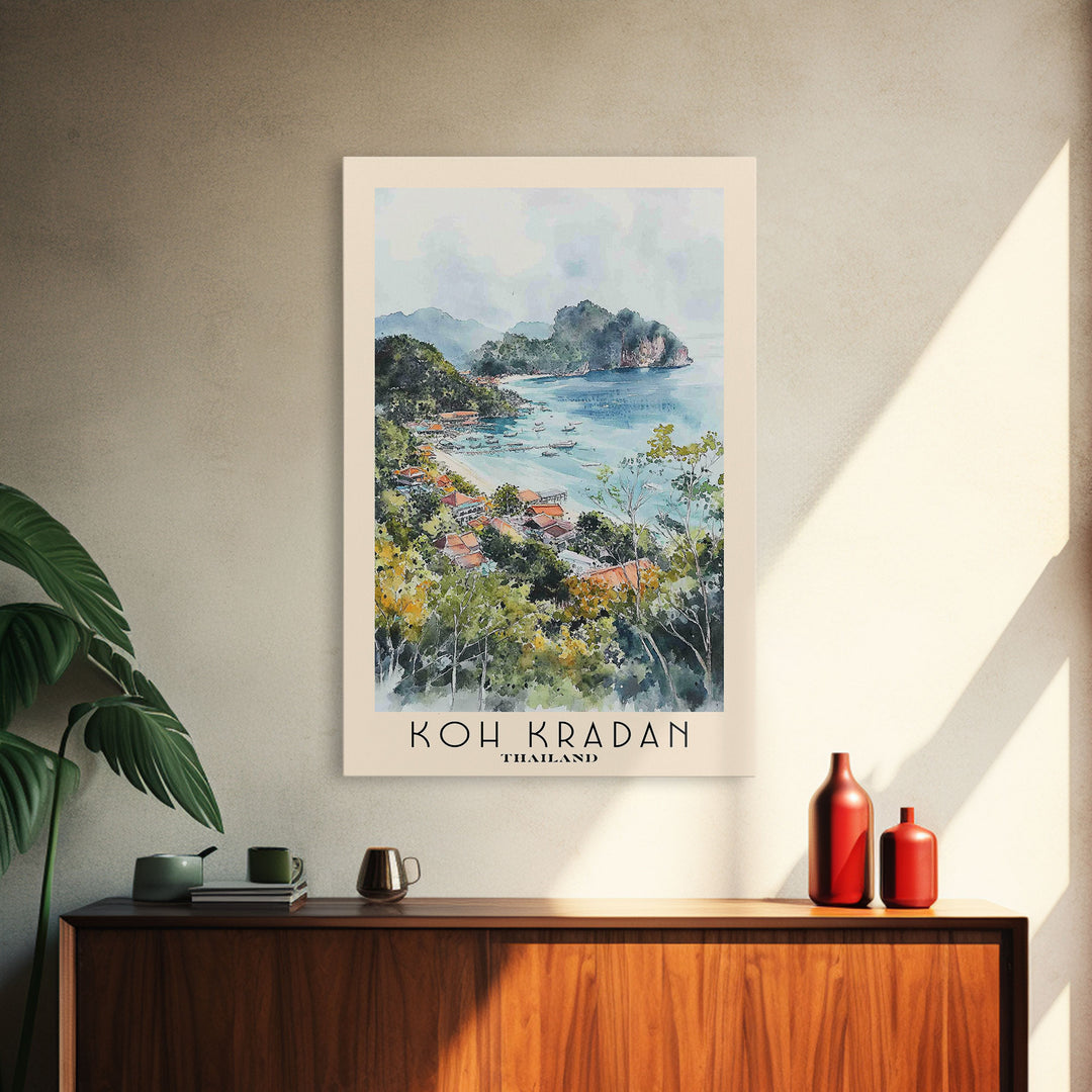 Koh Kradan, Thailand Watercolor Beach Print, Vacation Gift, Thailand Wall Art, Beach Painting, Beach Decor, Beach Painting