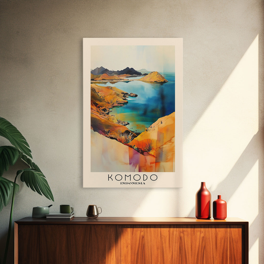 Komodo, Indonesia Watercolor Print, Vacation Gift, Indonesia Wall Art, Beach Painting, Beach Decor, Beach Or Lakehouse Art