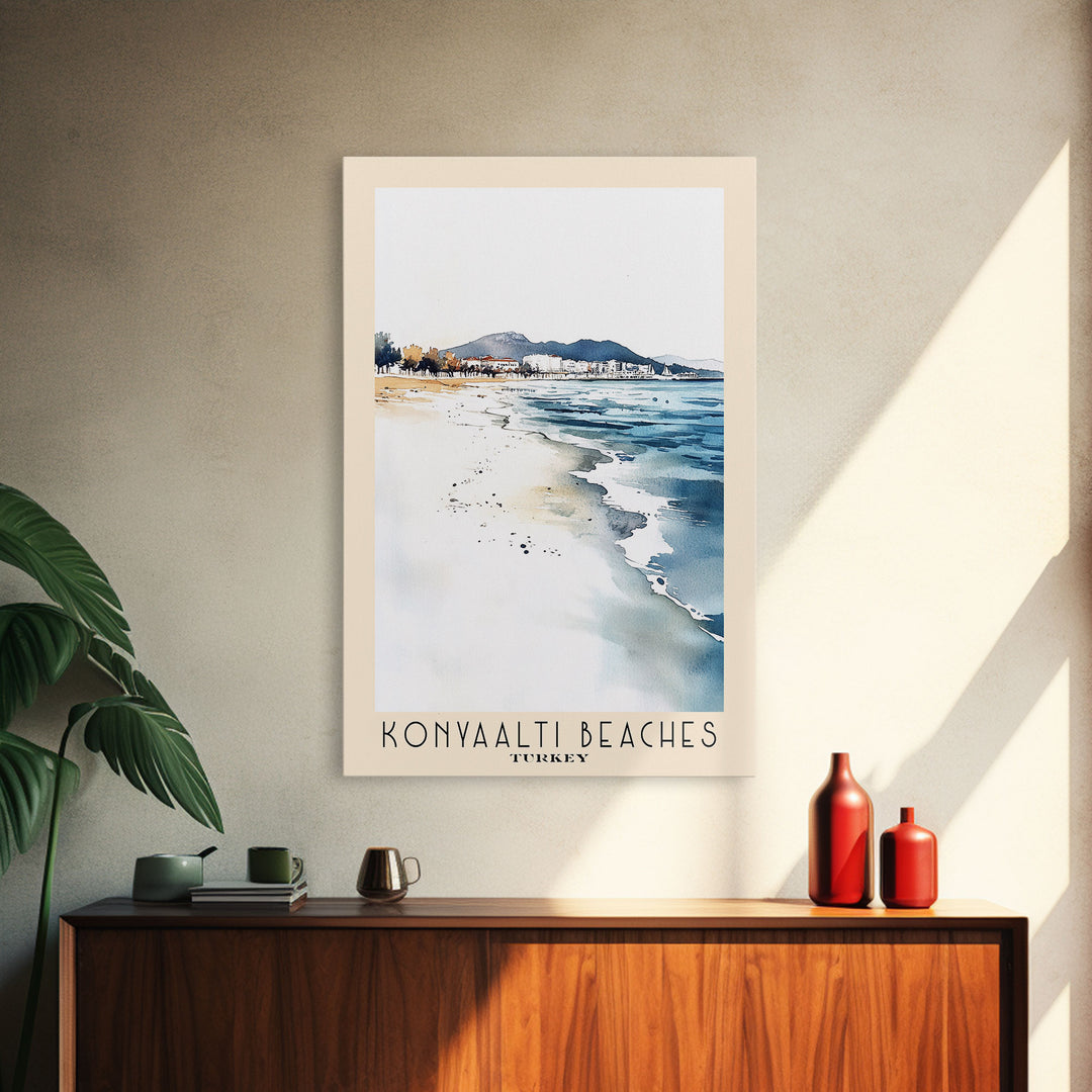 Konyaaltı Beaches, Turkey Watercolor Beach Print, Vacation Gift, Turkey Wall Art, Beach Painting, Beach Decor, Beach Painting