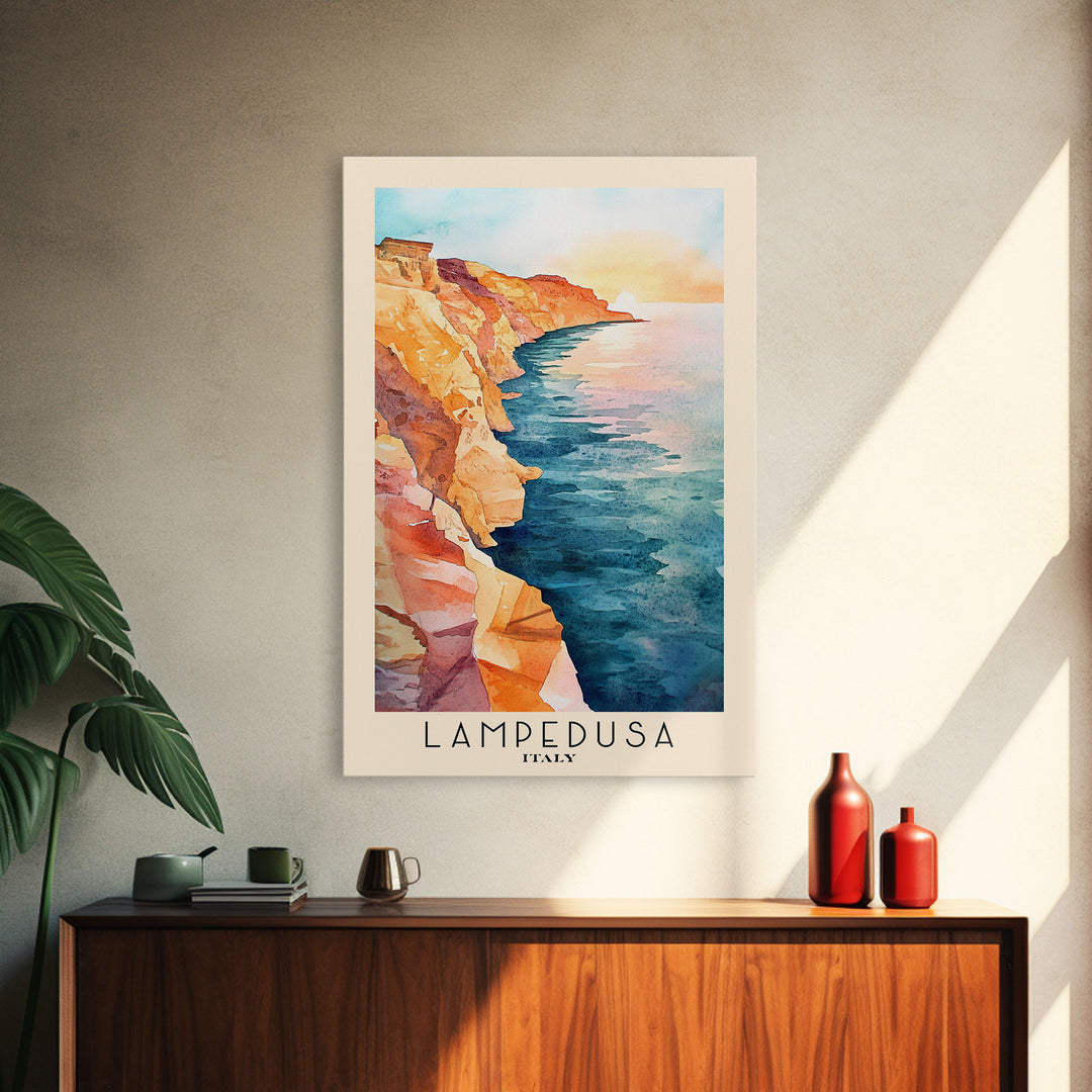 Lampedusa, Italy Watercolor Print, Vacation Gift, Italy Wall Art, Vacation Wall Art, Vacatation Memories, Beach Decor, Beach Or Lakehouse Art