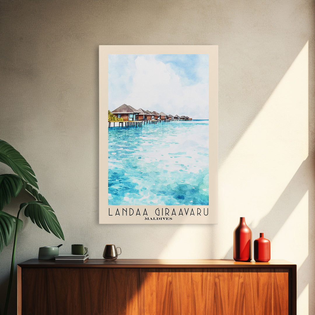 Landaa Giraavaru, Maldives Watercolor Beach Print, Vacation Gift, Maldives Wall Art, Beach Painting, Beach Decor, Beach Painting