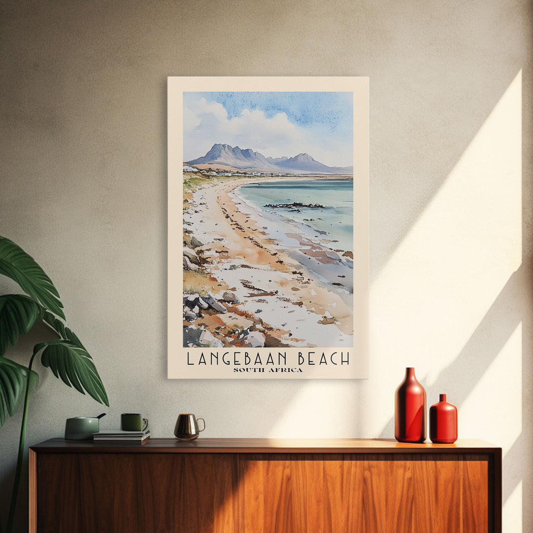 Langebaan Beach, South Africa Watercolor Print, Vacation Gift, South Africa Wall Art, Beach Painting, Beach Decor, Large Wall Art, Wood Frame Art