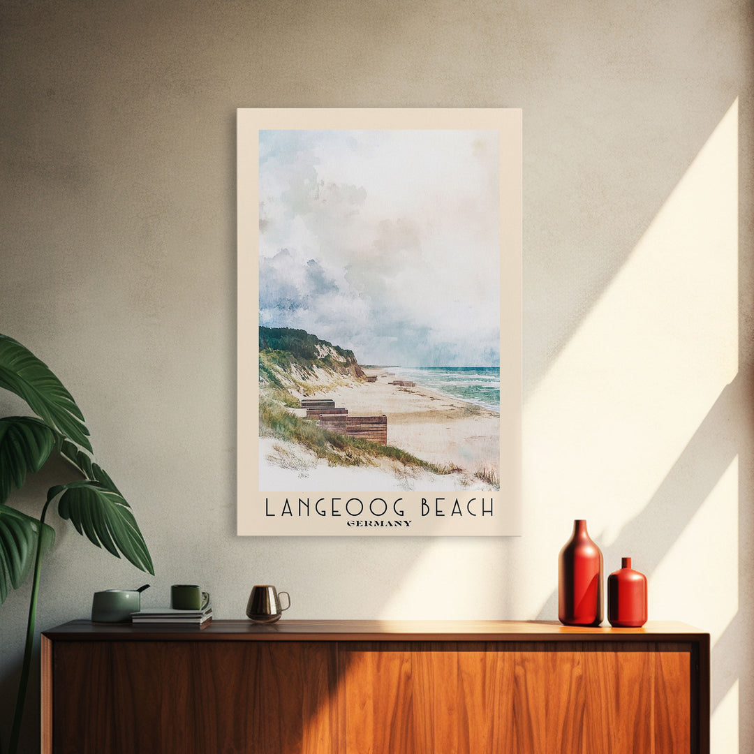 Langeoog Beach, Germany Watercolor Beach Print, Vacation Gift, Germany Wall Art, Beach Painting, Beach Decor, Beach Painting