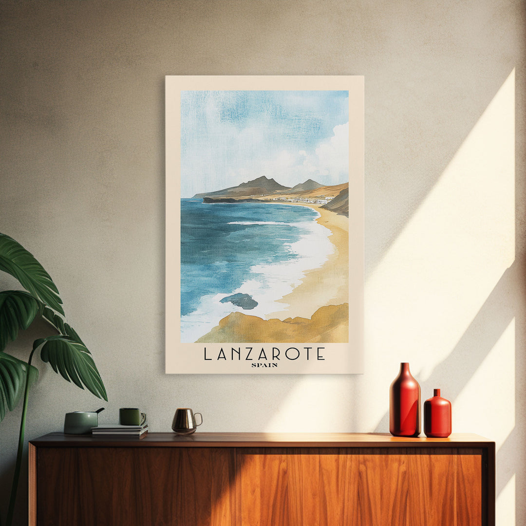 Lanzarote, Spain Watercolor Print, Vacation Gift, Spain Wall Art, Vacation Wall Art, Vacatation Memories, Beach Decor, Beach Or Lakehouse Art