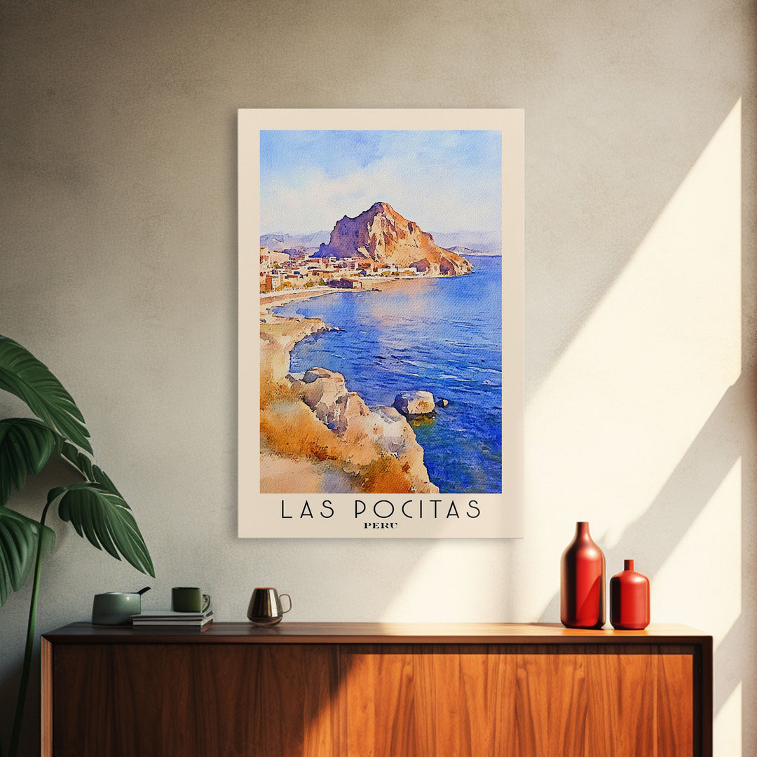 Las Pocitas, Peru Watercolor Beach Print, Vacation Gift, Peru Wall Art, Beach Painting, Beach Decor, Beach Painting