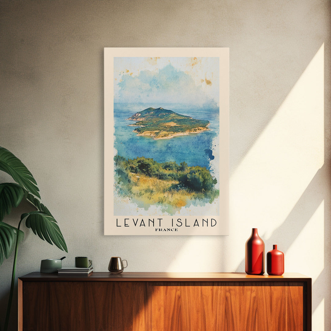 Levant Island, France Watercolor Beach Print, Vacation Gift, France Wall Art, Beach Painting, Beach Decor, Beach Painting