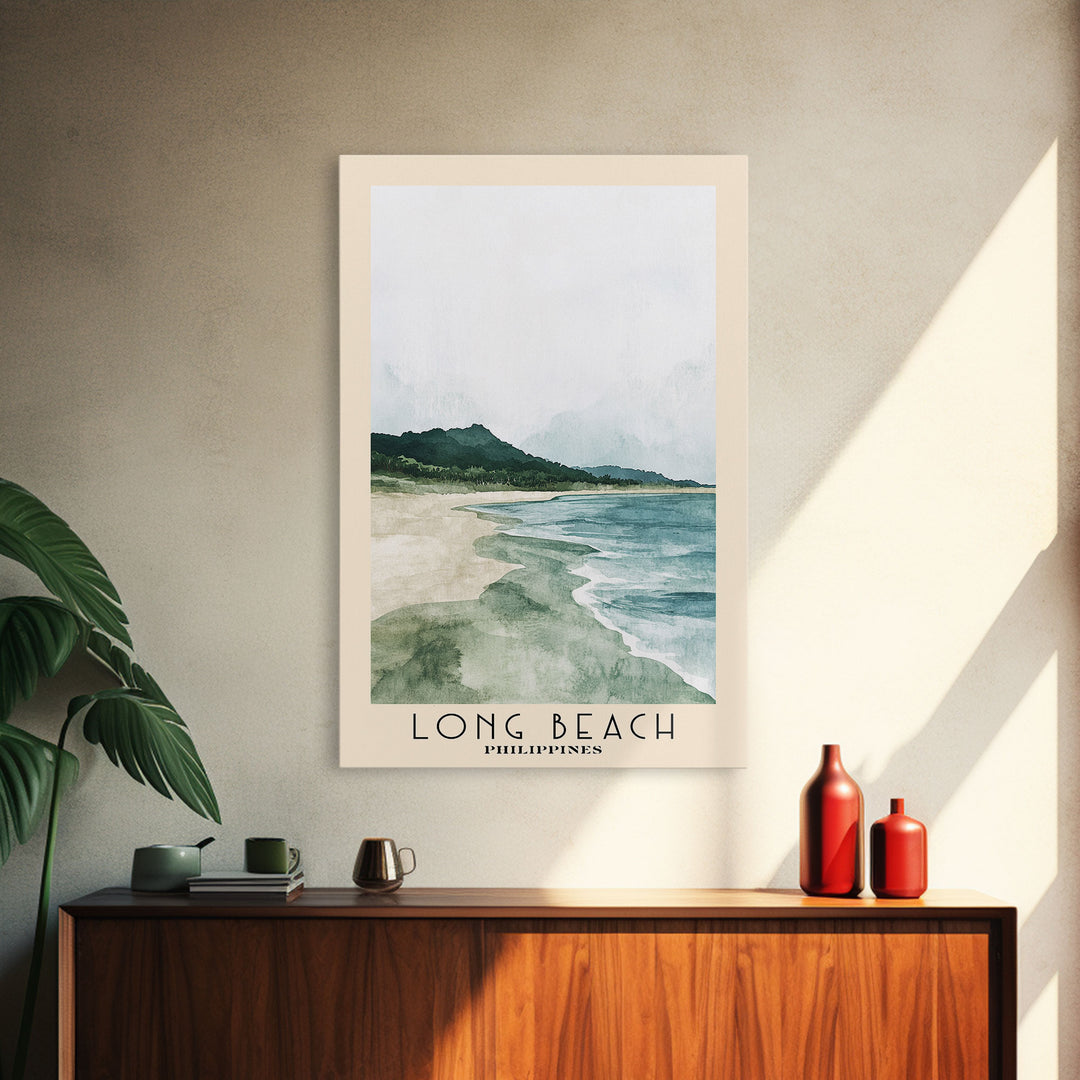 Long Beach, Philippines Watercolor Print, Vacation Gift, Philippines Wall Art, Beach Painting, Beach Decor, Beach Or Lakehouse Art