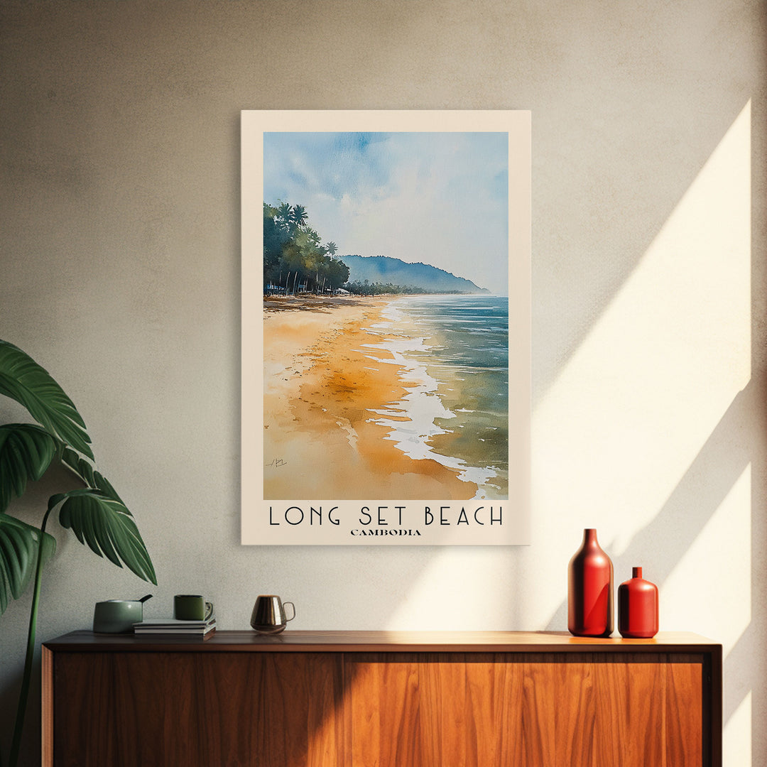 Long Set Beach, Cambodia Watercolor Print, Vacation Gift, Cambodia Wall Art, Vacation Wall Art, Vacatation Memories, Beach Decor, Beach Or Lakehouse Art