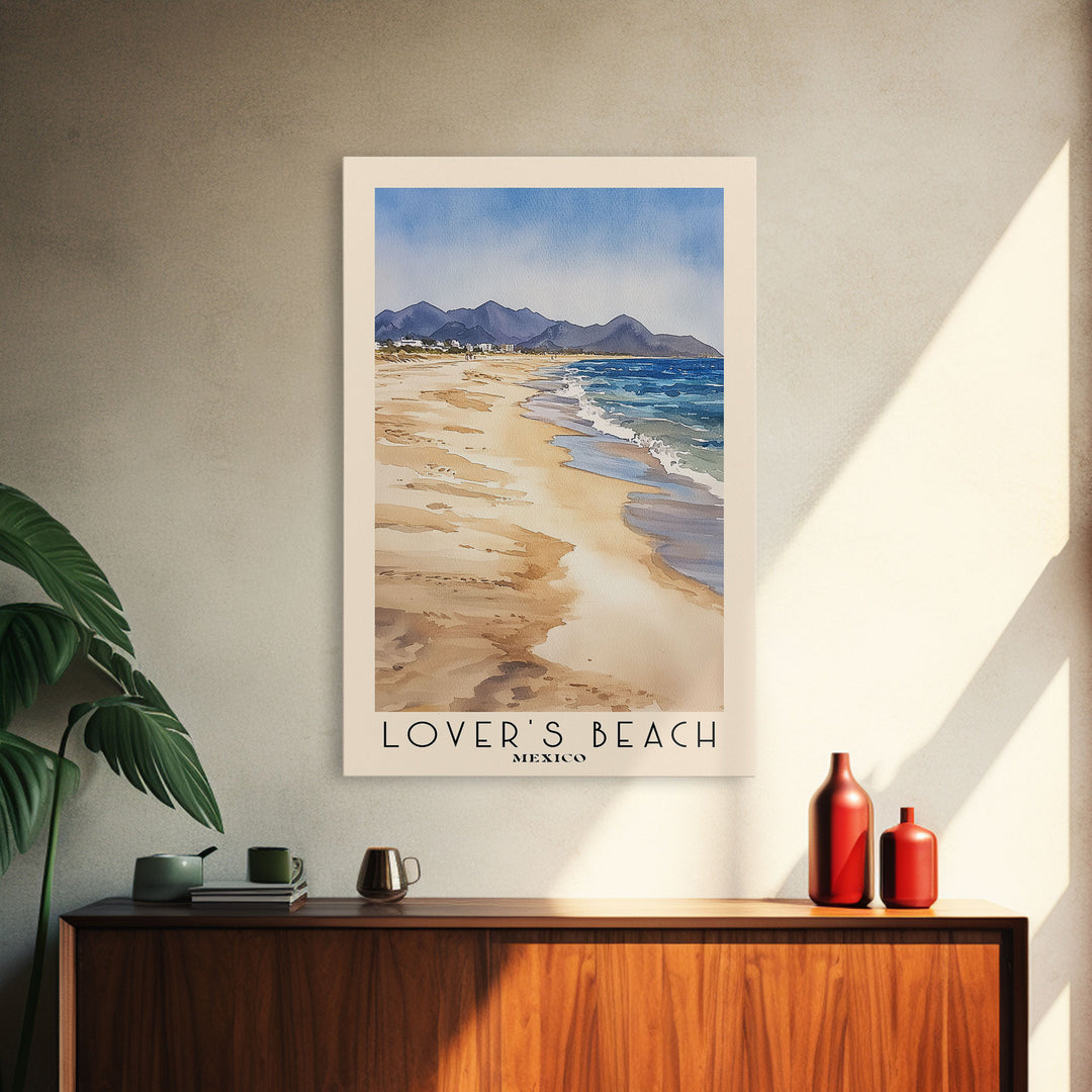 Lover’s Beach, Mexico Watercolor Print, Vacation Gift, Mexico Wall Art, Beach Painting, Beach Decor, Beach Or Lakehouse Art