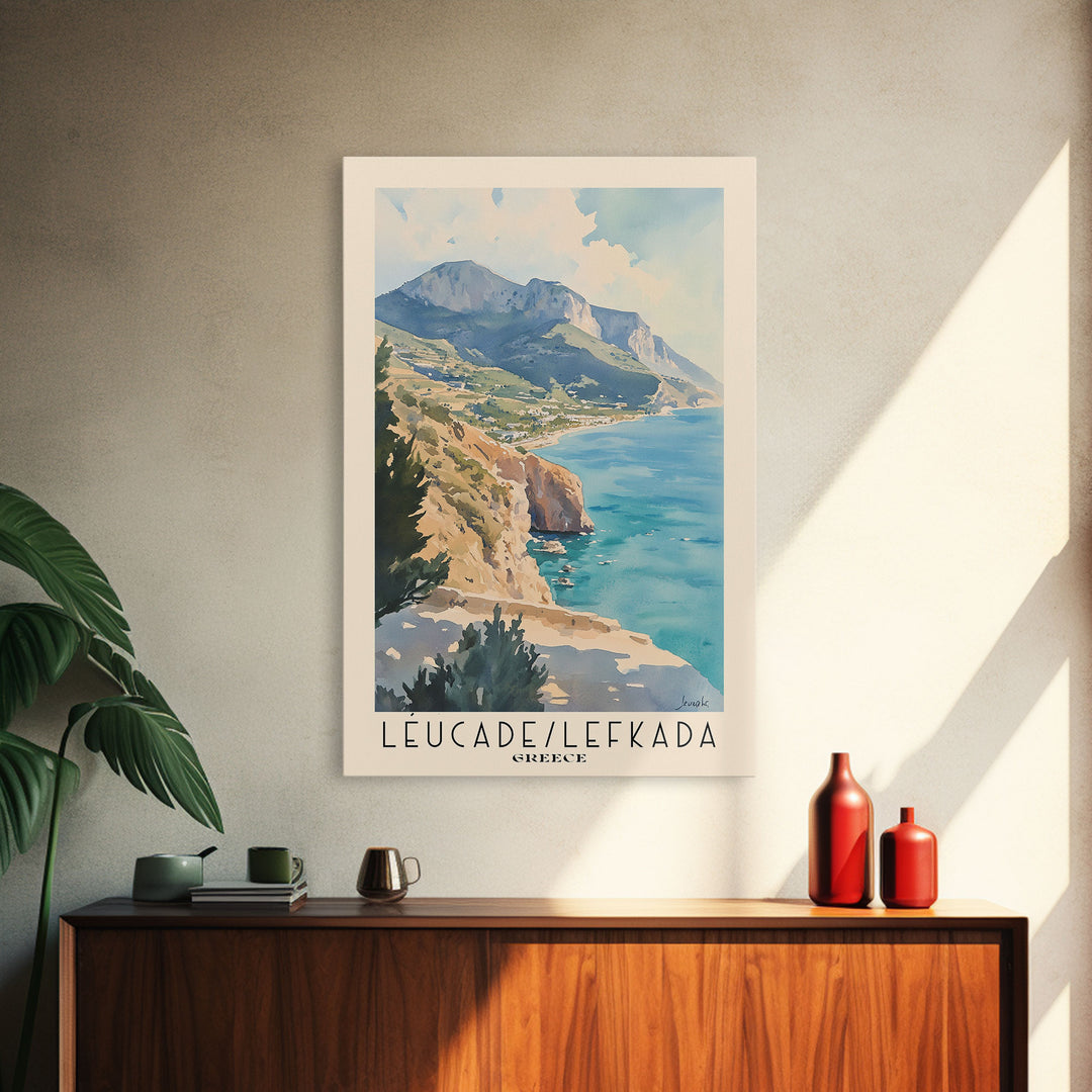 Léucade/Lefkada, Greece Watercolor Print, Vacation Gift, Greece Wall Art, Beach Painting, Beach Decor, Beach Or Lakehouse Art